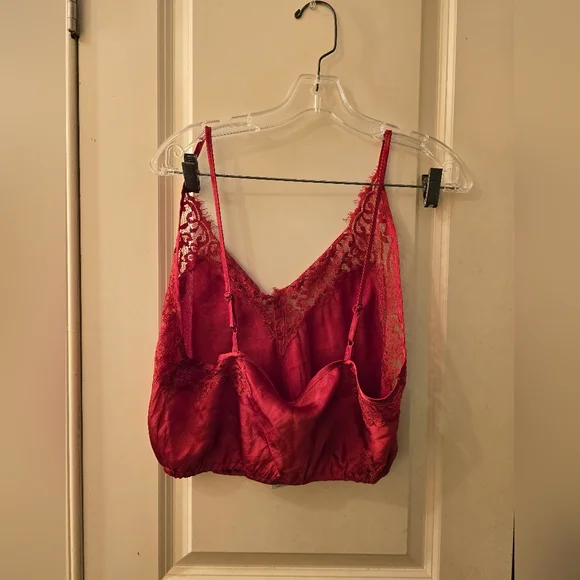 Free people intimately silk red cropped cami sz M - Picture 5 of 5